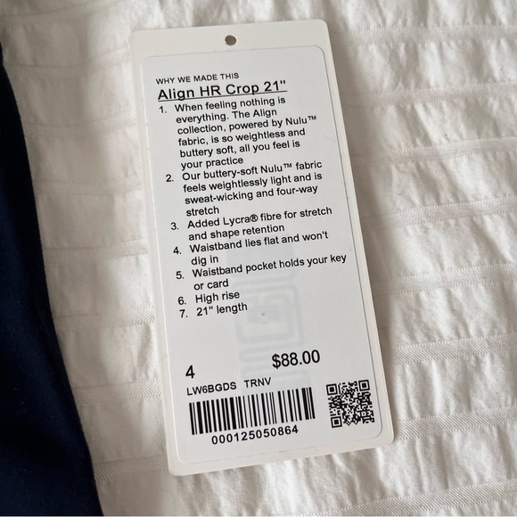 Lululemon Align High Rise Leggings 21” True Navy sz 4 - Picture 5 of 6